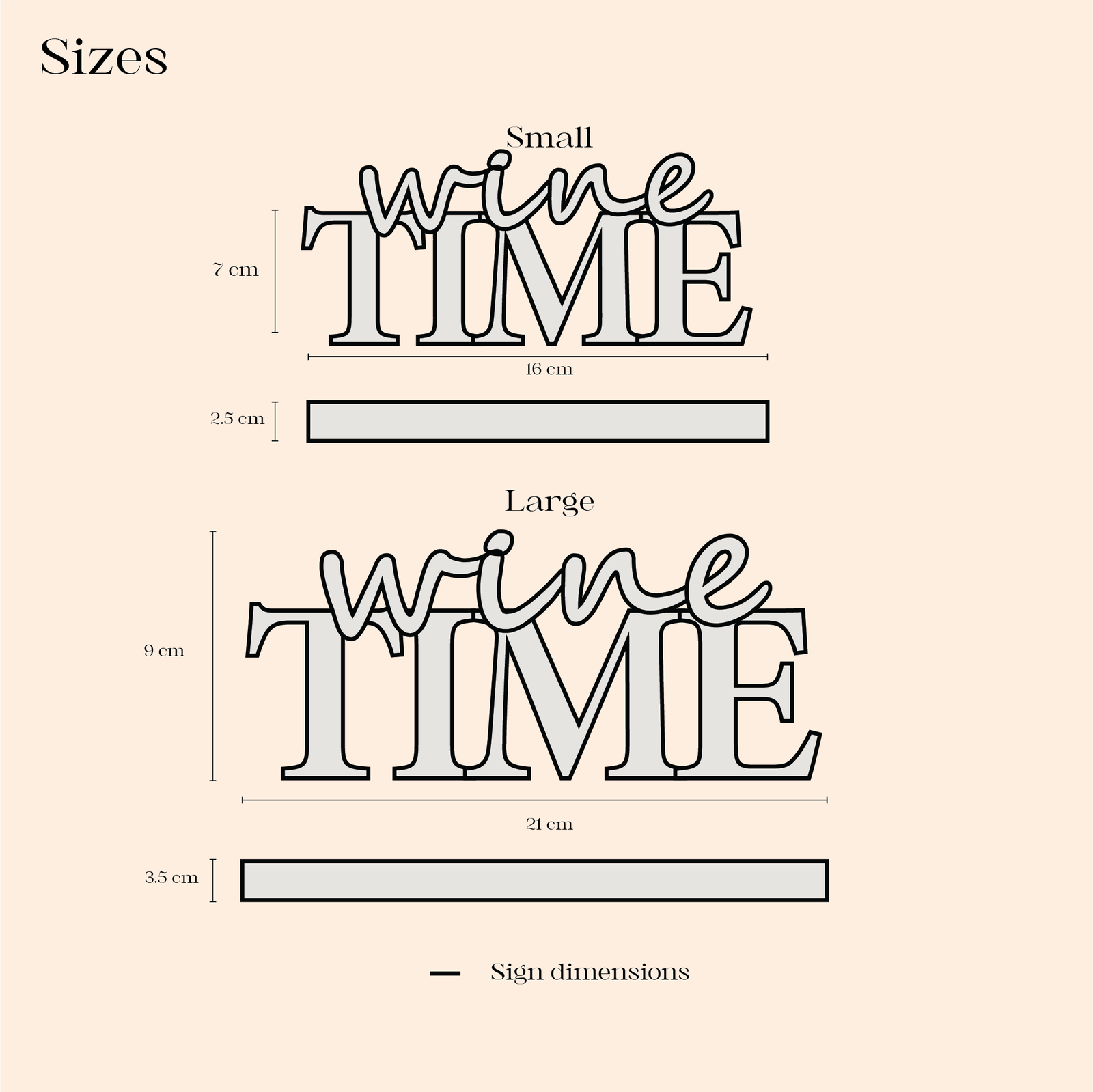Wine Time sign product dimensions